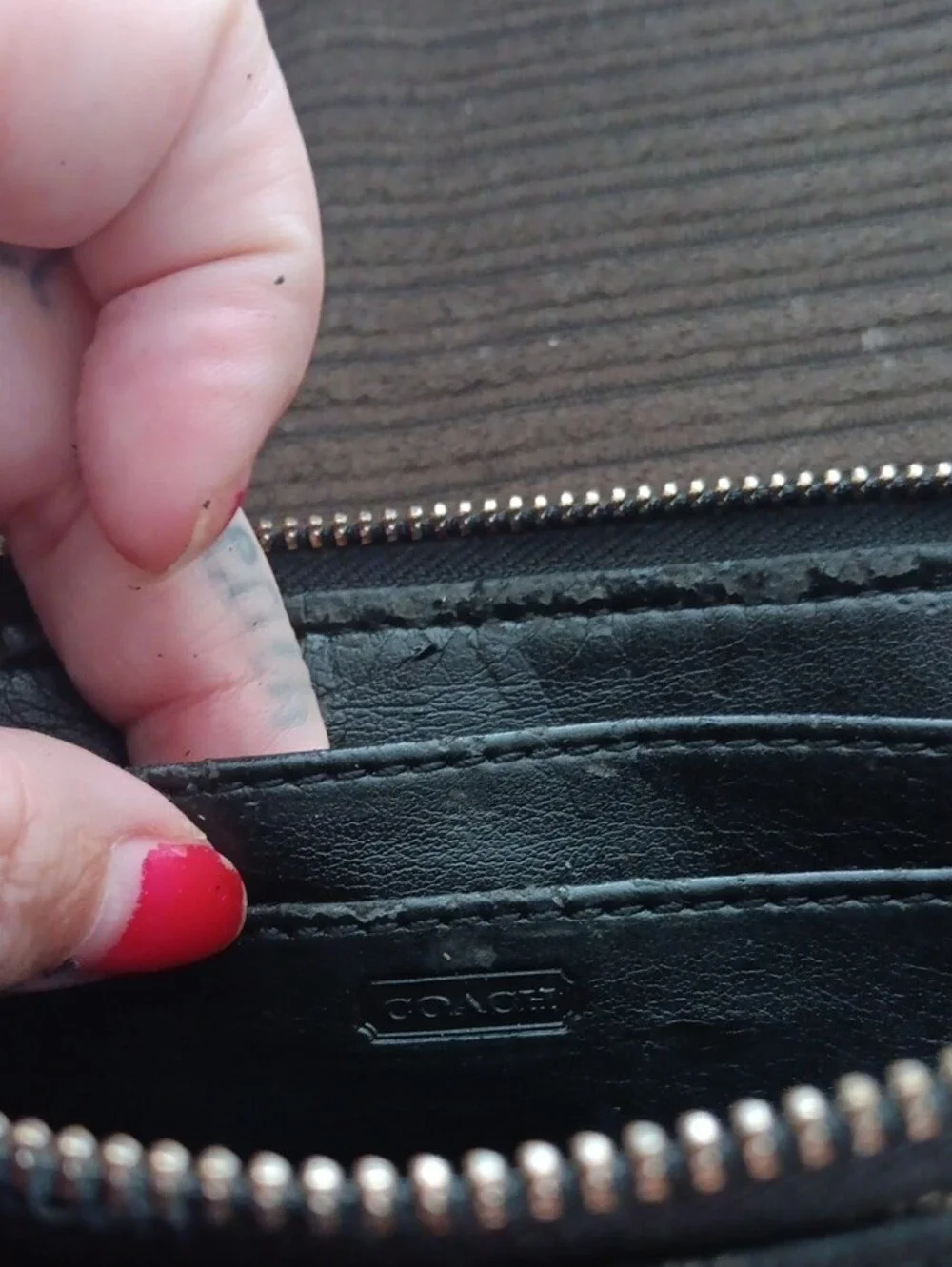 Signature Logo Wristlet in Black and Tan